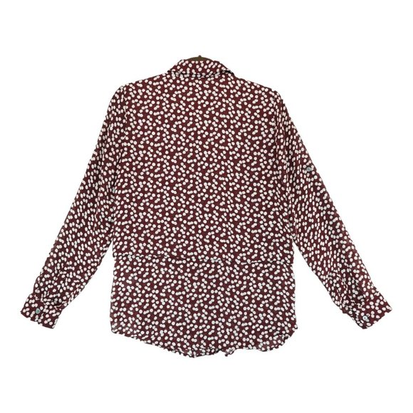 Banana Republic‎ Blouse Polka Dot Peplum Burgundy Maroon Size Small - Picture 2 of 6
